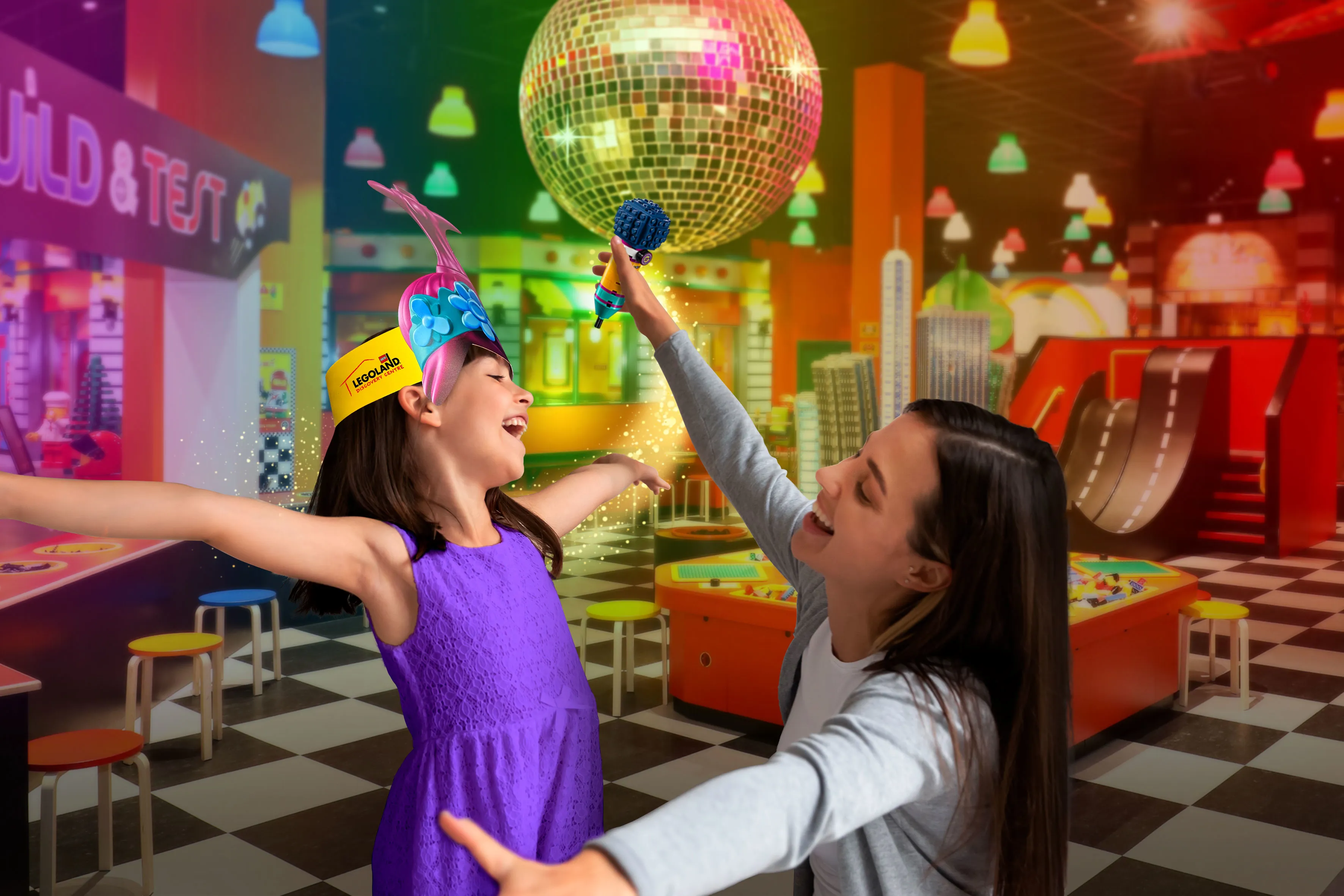 8572 Legoland Discovery Centre Trolls Hero Shots Family Dance Party Glitter AW FINAL